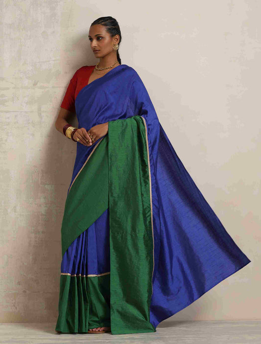 trueBrowns Blue Silk Ready To Wear Saree | Swadesiicart