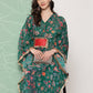 Ahalyaa Women Floral Printed Flared Sleeves Patchwork Georgette Kaftan Kurta | Swadesiicart