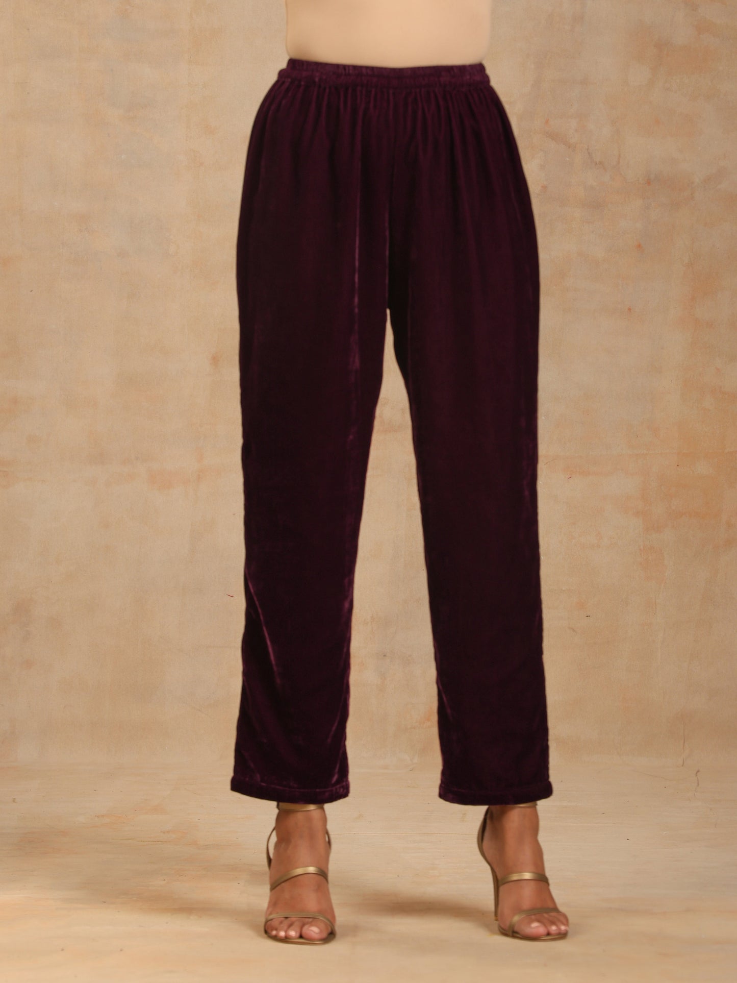trueBrowns Wine Velvet Pant | Swadesiicart