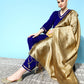 InWeave Women's Blue Velvet Kurta Set With Beige Brocade Dupatta - Swadesiicart
