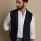 Even Apparels Men's Blue Waistcoat with Notched Lapel | Swadesiicart