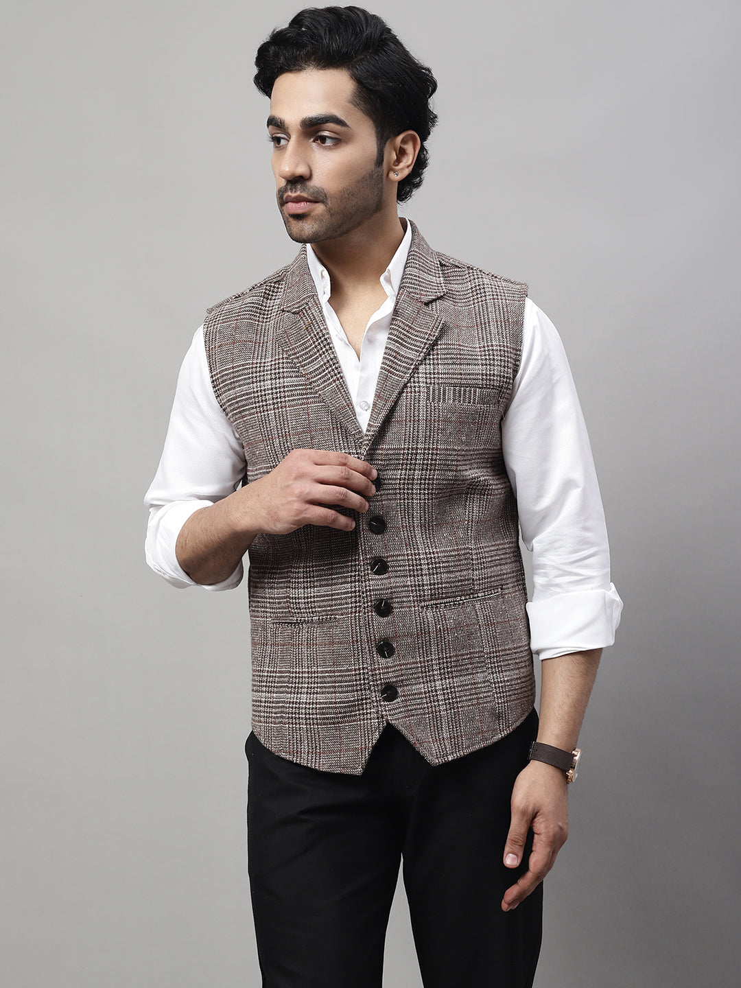 Even Apparels Men's Brown Pure Wool Nehru Jacket | Swadesiicart