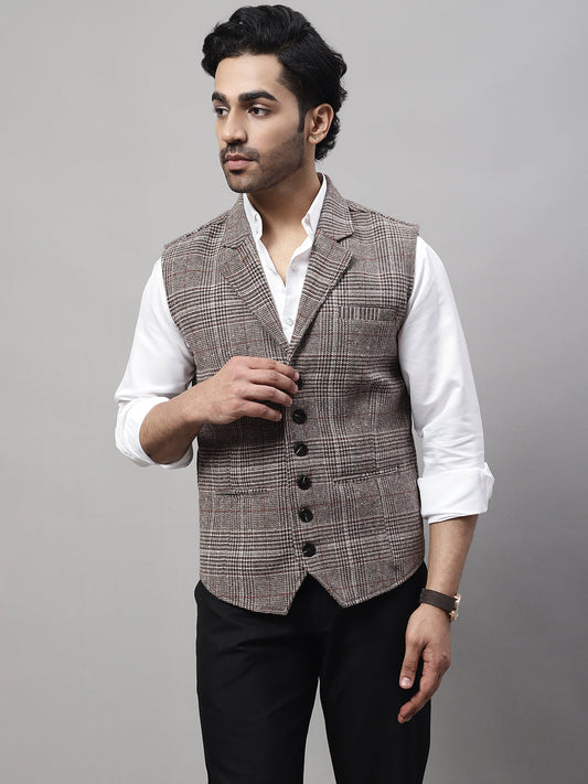 Even Apparels Men's Brown Pure Wool Nehru Jacket | Swadesiicart