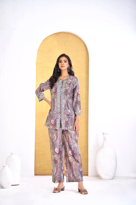 BulBul Saumya Muave Co-Ord Set - Swadesiicart