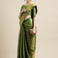 Saree Mall Green & Gold-Toned Woven Design Zari Silk Blend Banarasi Saree | Swadesiicart