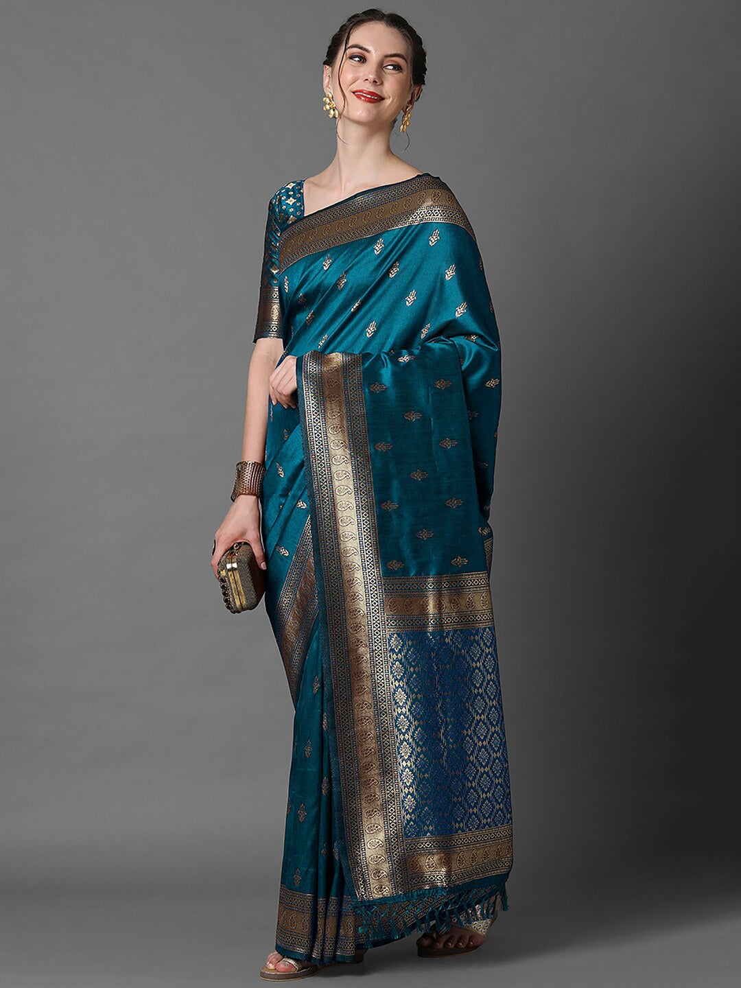 Mitera Ethnic Motif Woven Design Zari Banarasi Saree | Swadesiicart