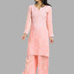 ADA Floral Embroidered Long Sleeves Regular Lucknowi Chikankari Kurta With Palazzos | Swadesiicart