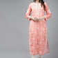 ADA Women Peach-Coloured & White Ethnic Motifs Chikankari Cotton Handloom Kurta | Swadesiicart