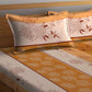 BOMBAY DYEING Beige & Yellow Printed Cotton 104 TC King Bedsheet With 2 Pillow Covers - Swadesiicart