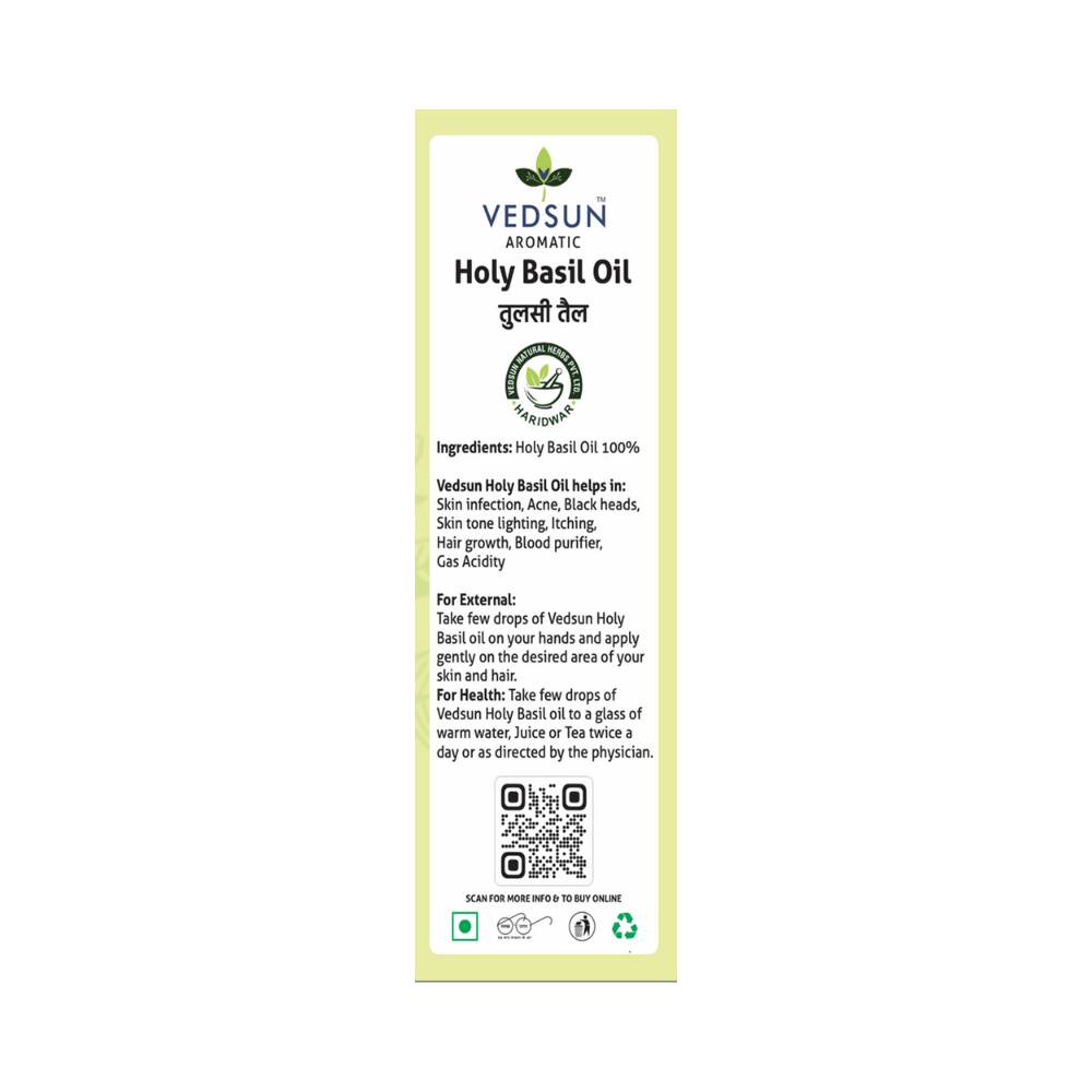 Vedsun Naturals Tulsi/Holy Basil Oil Pure & Organic for Skin - Swadesiicart