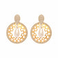 Nuyug 22K Gold Plated Cubic Zirconia Studded Contemporary Moon Shaped Pearl Drop Chandbalis | Swadesiicart