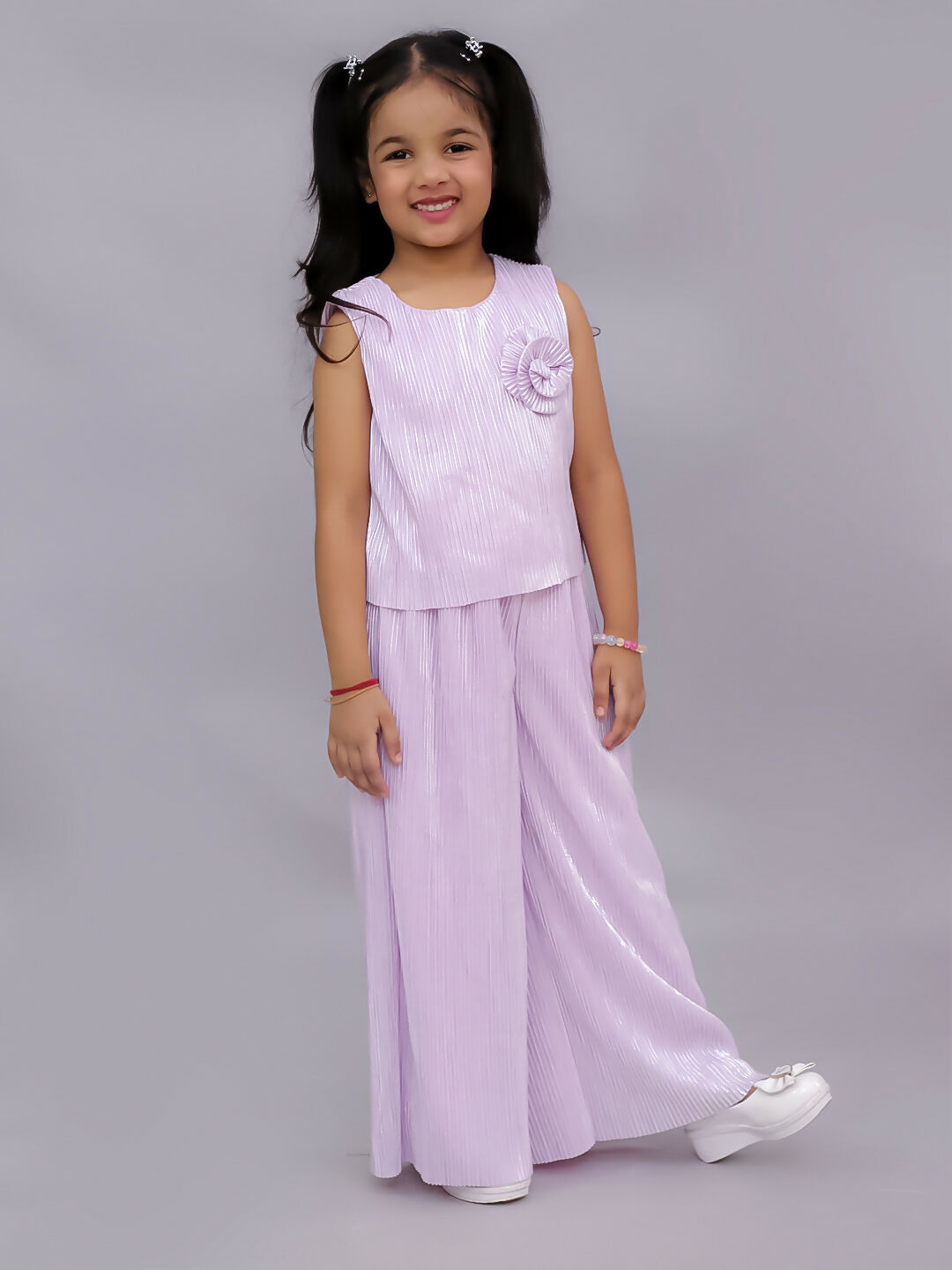 Lil Drama Glam Up Girls Pink Party Top and Pant Set | Swadesiicart