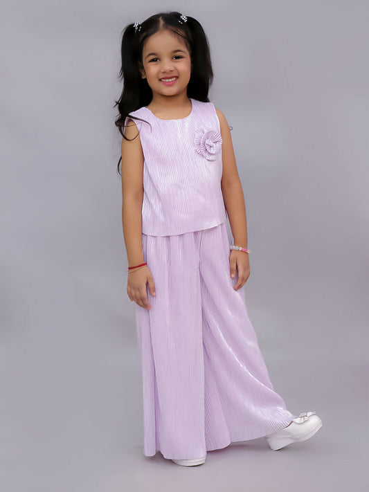 Lil Drama Glam Up Girls Pink Party Top and Pant Set | Swadesiicart