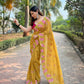 Vamsee Nimrat Mustard Organza Silk Saree - Swadesiicart