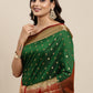 Mitera Green & Gold-Toned Woven Design Zari Silk Cotton Banarasi Saree | Swadesiicart