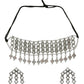 Silver-Plated Alloy Kundan Studded Oxidised Choker Necklace - The Pari | Swadesiicart