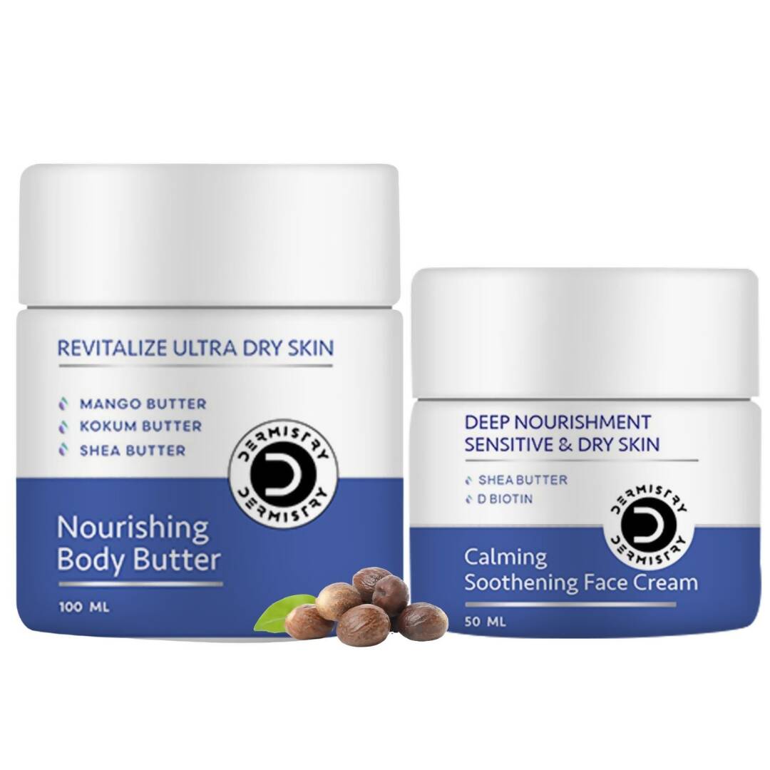 Dermistry Sensitive & Dry Skin Nourishing Body Butter & Calming Soothening Face Cream - Swadesiicart