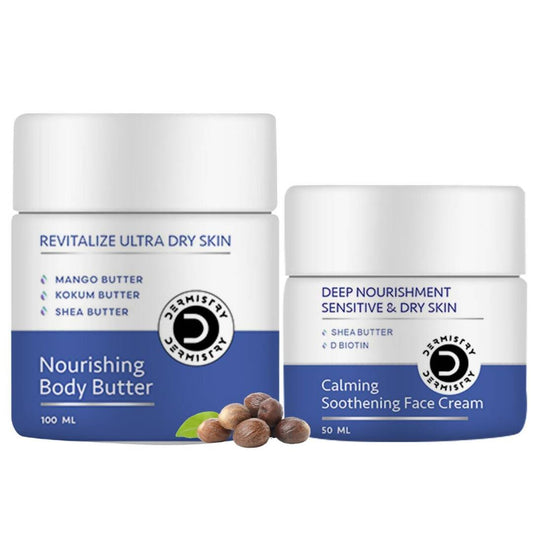 Dermistry Sensitive & Dry Skin Nourishing Body Butter & Calming Soothening Face Cream - Swadesiicart