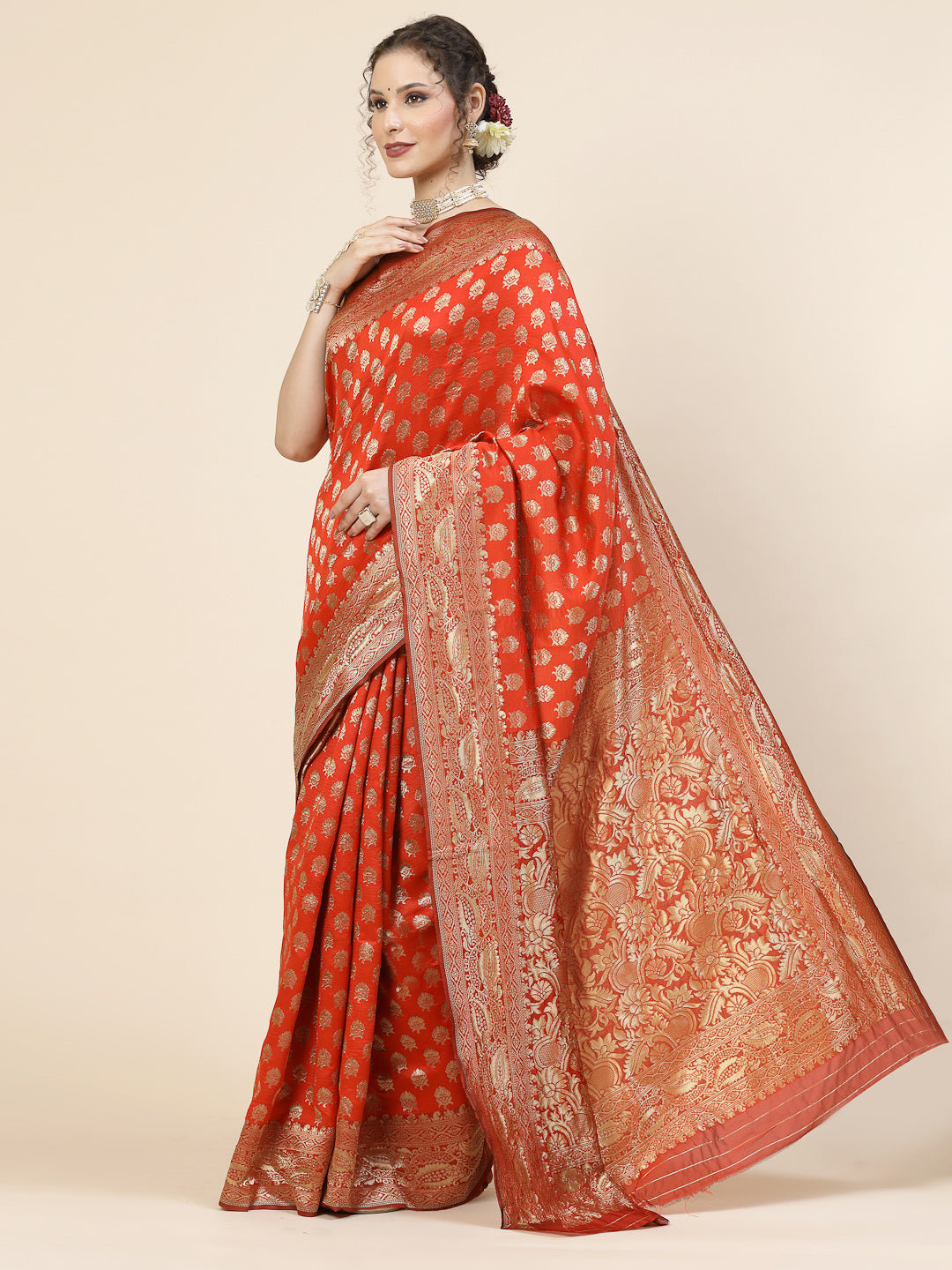 Kalini Ethnic Motifs Woven Design Jacquard Zari Banarasi Saree | Swadesiicart