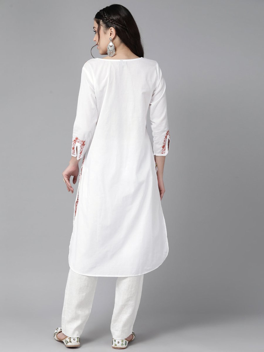 ADA Floral Embroidered Chikankari Floral Kurta | Swadesiicart