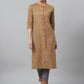 Aks Floral Printed Mandarin Collar Regular Pure Cotton Kurta With Trousers