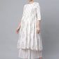 Ahalyaa Women's Off White Pure Cotton Printed Kurta Palazzo Set | Swadesiicart