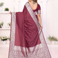 Aastha Fashion Wine Georgette Silk Zari Weaving Saree