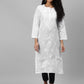 ADA Women White & Black Paisley Embroidered Chikankari Handloom Kurta with Trousers | Swadesiicart