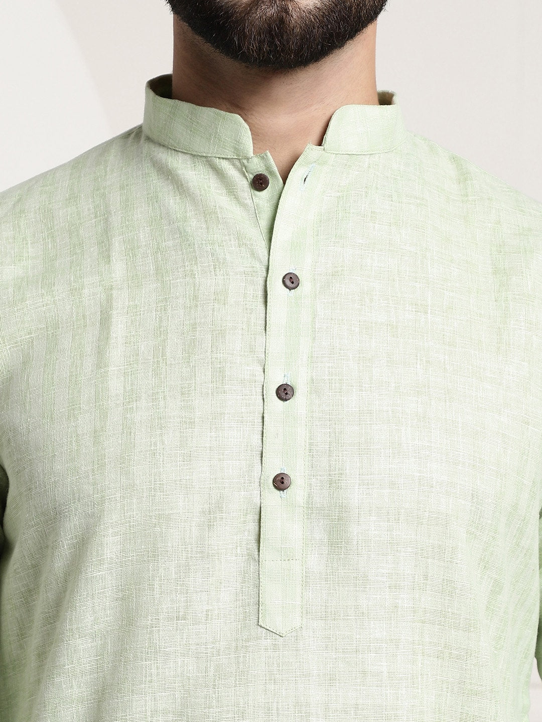 Sojanya Men Green Dobby Checked Straight Kurta | Swadesiicart