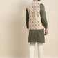 Sojanya Men Green Ethnic Motifs Kurta with Churidar & Nehru Jacket | Swadesiicart