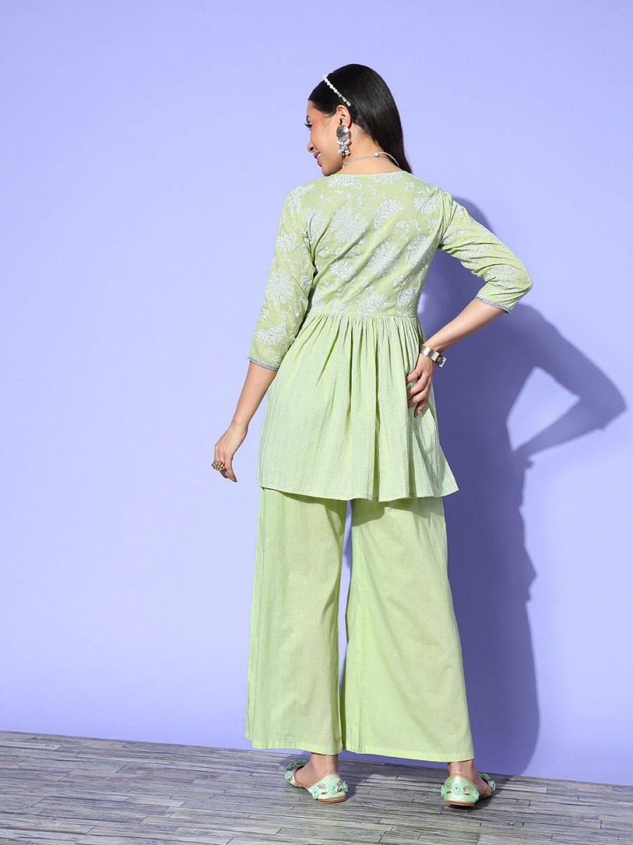 Ahalyaa Printed Tunic with Palazzos | Swadesiicart