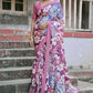 Vishnu Weaves Women's Wine Cotton Silk Printed Saree with Blouse - Swadesiicart