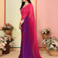 Aafreen Partywear Designer Dark pink & Purple Georgette Fancy Saree