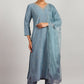 Aavyora Women's Sky Grey Embroidered Kurta Set with Dupatta - Swadesiicart