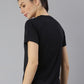 MKH Women Black Typography Dri-FIT Polyester Round Neck Sports T-shirt - Swadesiicart