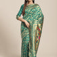 Saree Mall Teal Green & Golden Woven Design Banarasi Saree | Swadesiicart
