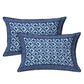 LIVING ROOTS Blue & White Ethnic Motifs 210 TC King Bedsheet With 2 Pillow Covers - Swadesiicart