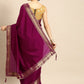 Anouk Purple Cotton Blend Solid Banarasi Saree | Swadesiicart