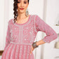 HERE&NOW Women Chikankari Embroidered Thread Work Georgette Anarkali Kurta | Swadesiicart