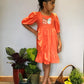 ArthLife Orange Butterfly Embroidered Dress