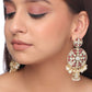 Shoshaa Maroon Contemporary Gold-Polished Kundan Drop Earrings With Jhumkas Earrings Sets | Swadesiicart