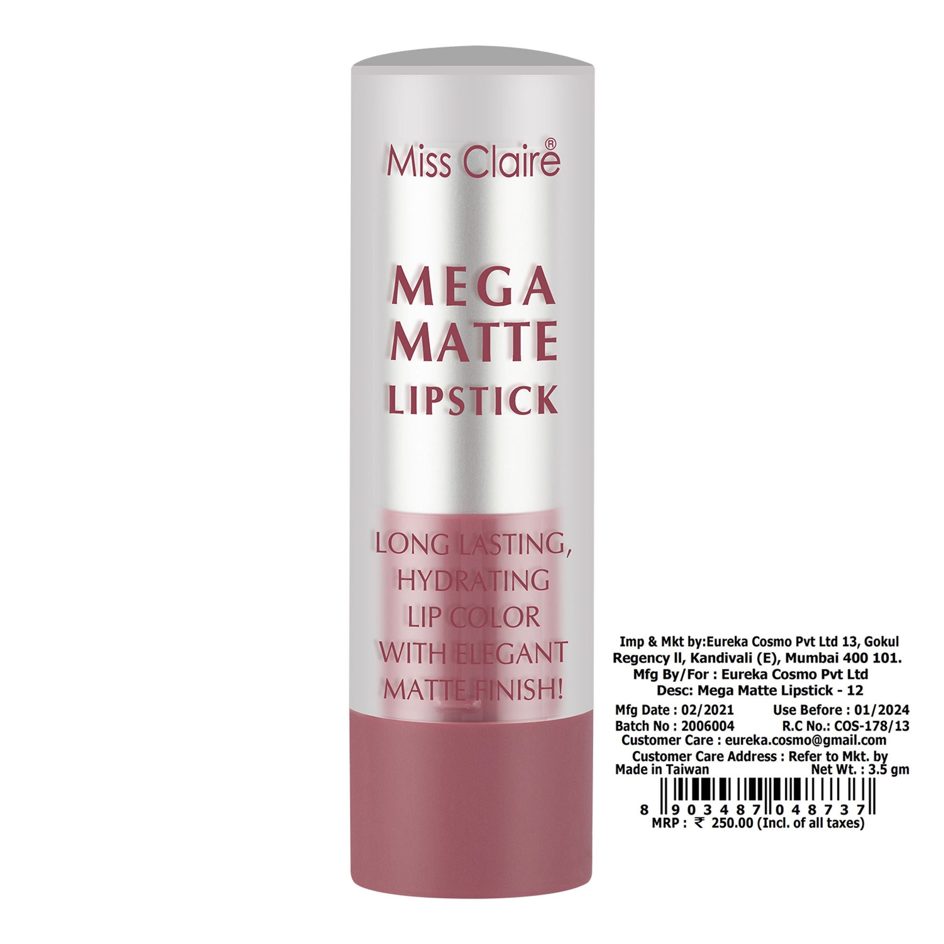 Miss Claire Mega Matte Lipstick - 12 | Swadesiicart