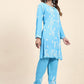 HOUSE OF KARI Floral Embroidered Chikankari Pure Cotton Straight Kurta With Trousers | Swadesiicart