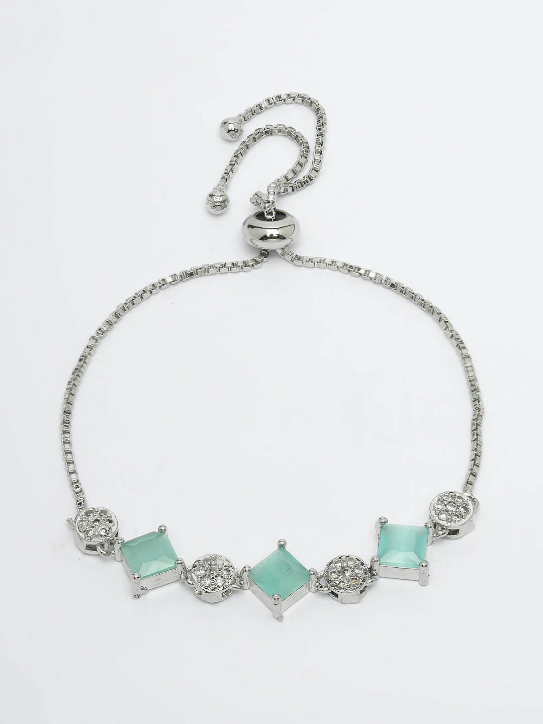 NVR Women Silver Plated & Blue Cz Stone Handcrafted Jewellery Set - Swadesiicart