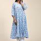 HOUSE OF KARI Floral Embroidered Chikankari Cotton Anarkali Kurta | Swadesiicart