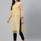 ADA Women Beige & Black Ethnic Motifs Embroidered Chikankari Handloom Kurta with Trousers & Inner | Swadesiicart