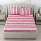 DREAM WEAVERZ Pink Striped Pure Cotton 220 TC King Bedsheet With 2 Pillow Covers - Swadesiicart