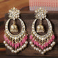 Shoshaa Pink & Gold-Toned Contemporary Kundan Drop Earrings With Pearls | Swadesiicart