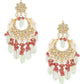 Gold-Toned Red Contemporary Gold-Polished Chandbalis Earrings - Ruby Raang | Swadesiicart