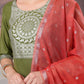 Vishudh Green Ethnic Motifs Printed Kurta with Palazzo & Dupatta - Swadesiicart